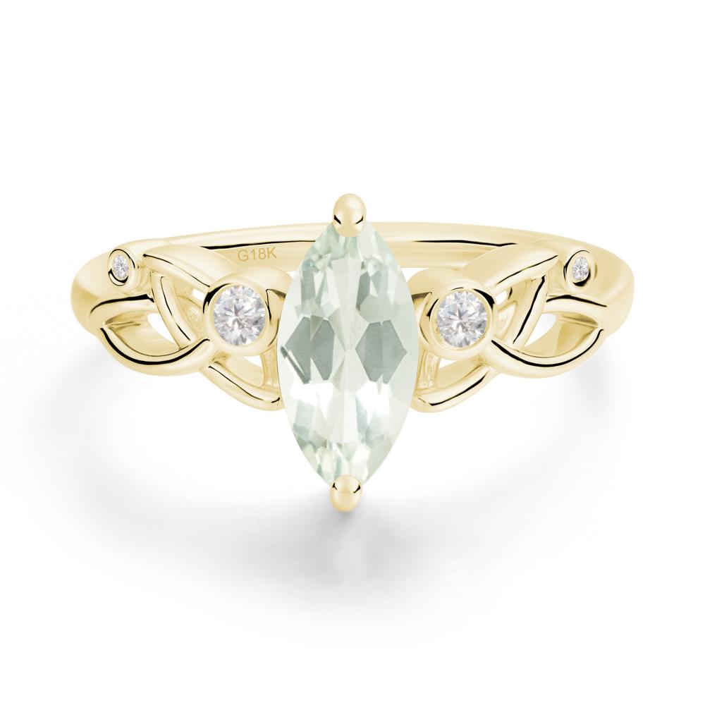Marquise Cut Green Amethyst Celtic Ring - LUO Jewelry #metal_18k yellow gold