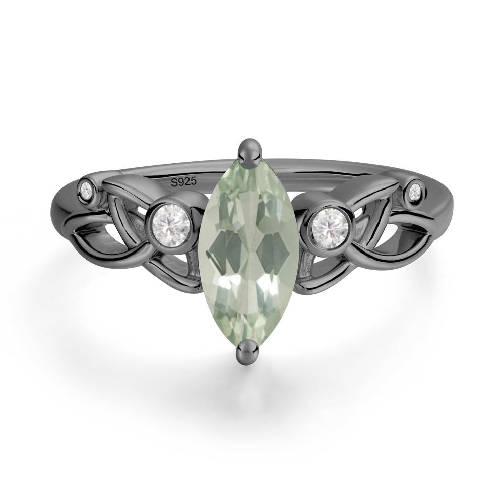 Marquise Cut Green Amethyst Celtic Ring - LUO Jewelry #metal_black finish sterling silver