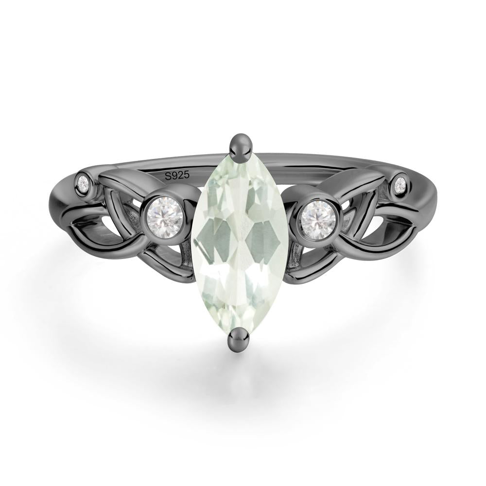 Marquise Cut Green Amethyst Celtic Ring - LUO Jewelry #metal_black finish sterling silver