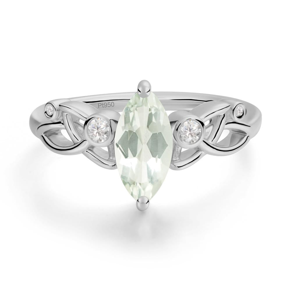 Marquise Cut Green Amethyst Celtic Ring - LUO Jewelry #metal_platinum