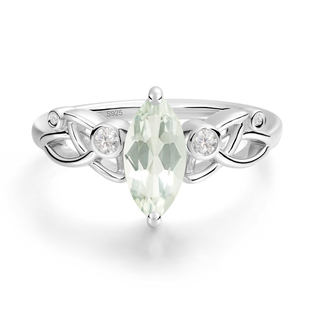 Marquise Cut Green Amethyst Celtic Ring - LUO Jewelry #metal_sterling silver