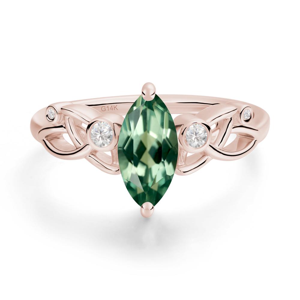 Marquise Cut Green Sapphire Celtic Ring - LUO Jewelry #metal_14k rose gold