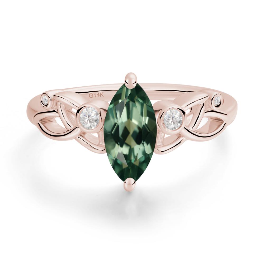 Marquise Cut Green Sapphire Celtic Ring - LUO Jewelry #metal_14k rose gold