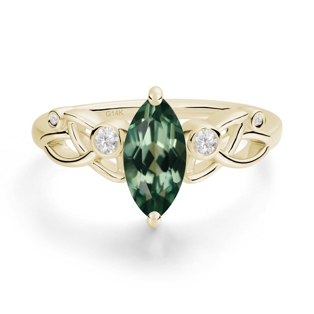 Marquise Cut Green Sapphire Celtic Ring - LUO Jewelry #metal_14k yellow gold