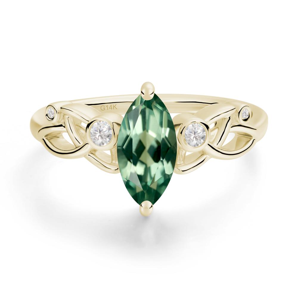 Marquise Cut Green Sapphire Celtic Ring - LUO Jewelry #metal_14k yellow gold