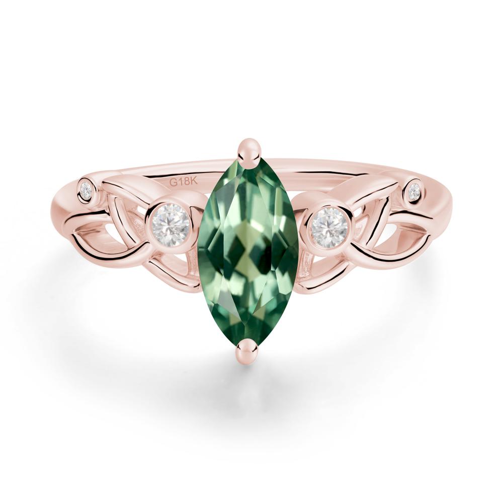 Marquise Cut Green Sapphire Celtic Ring - LUO Jewelry #metal_18k rose gold