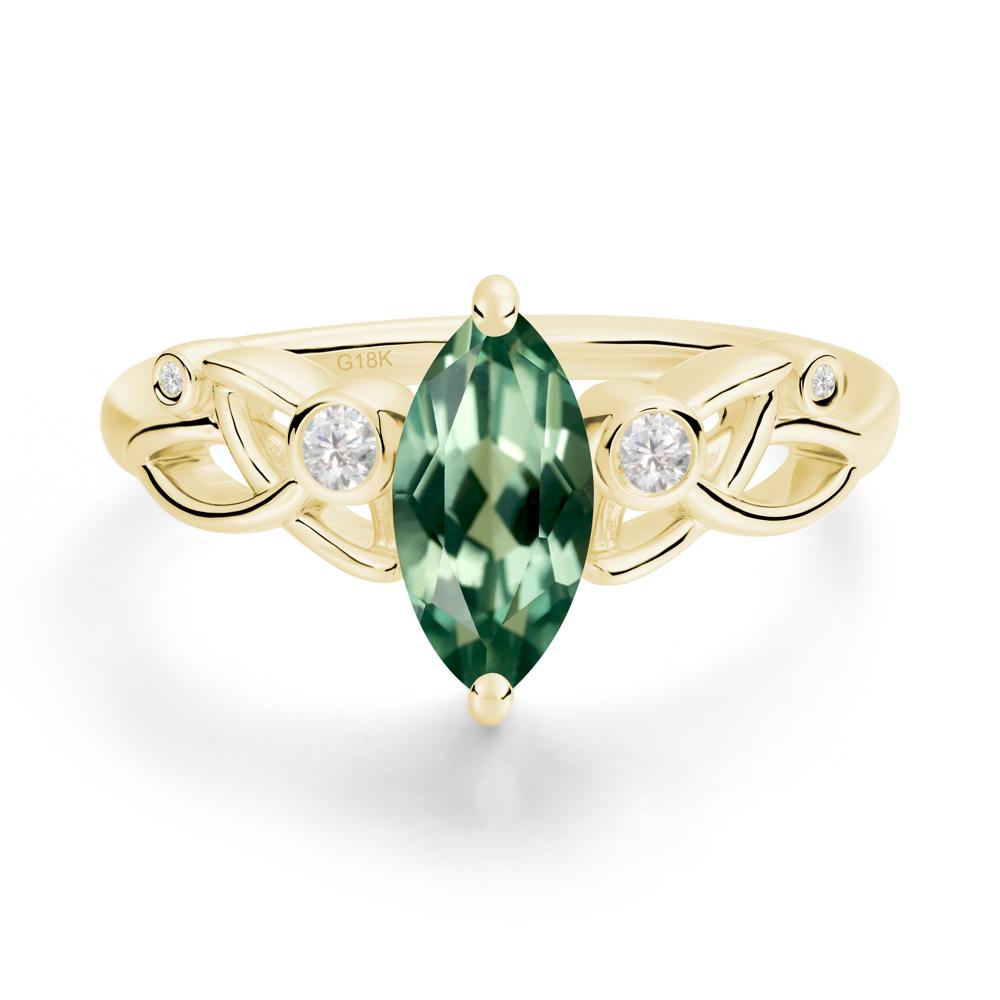 Marquise Cut Green Sapphire Celtic Ring - LUO Jewelry #metal_18k yellow gold