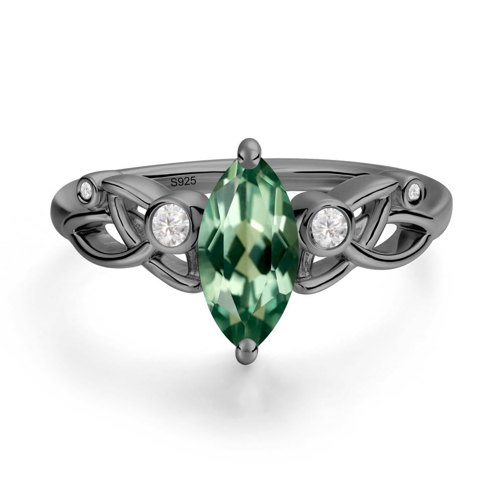 Marquise Cut Green Sapphire Celtic Ring - LUO Jewelry #metal_black finish sterling silver