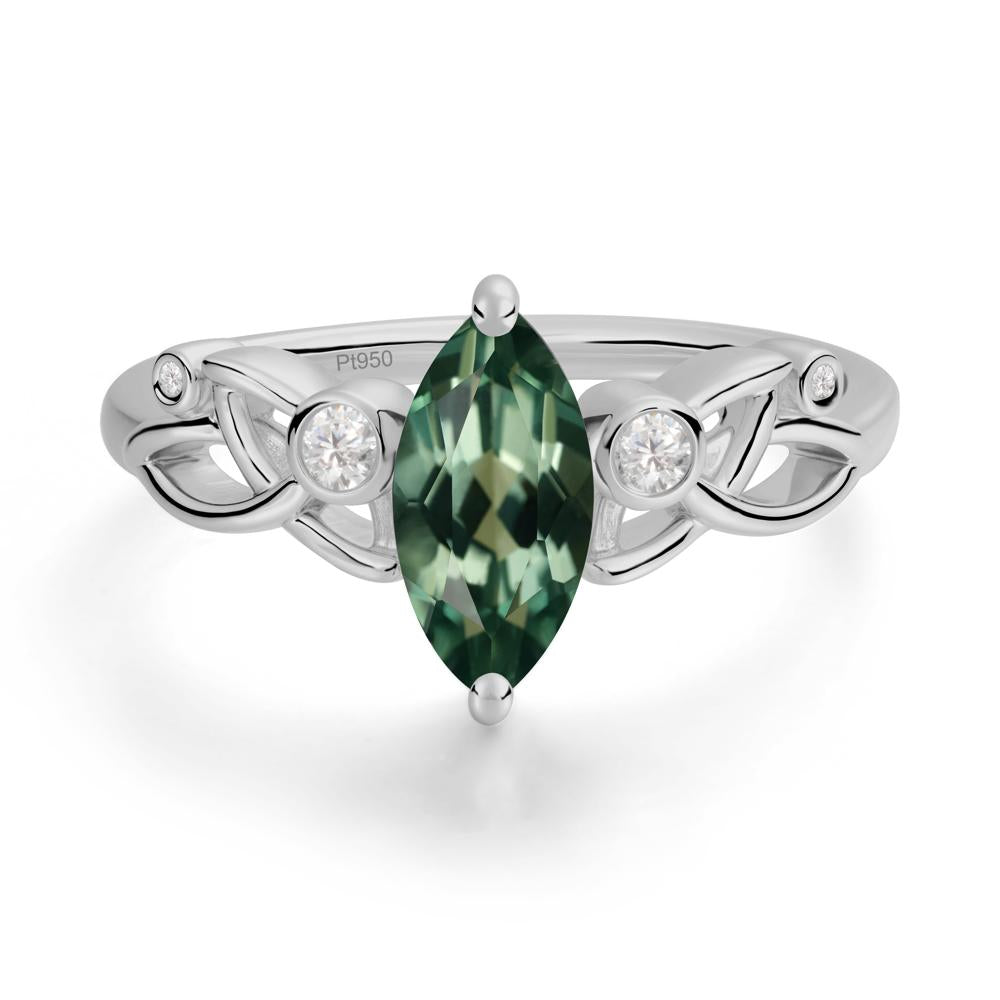 Marquise Cut Green Sapphire Celtic Ring - LUO Jewelry #metal_platinum