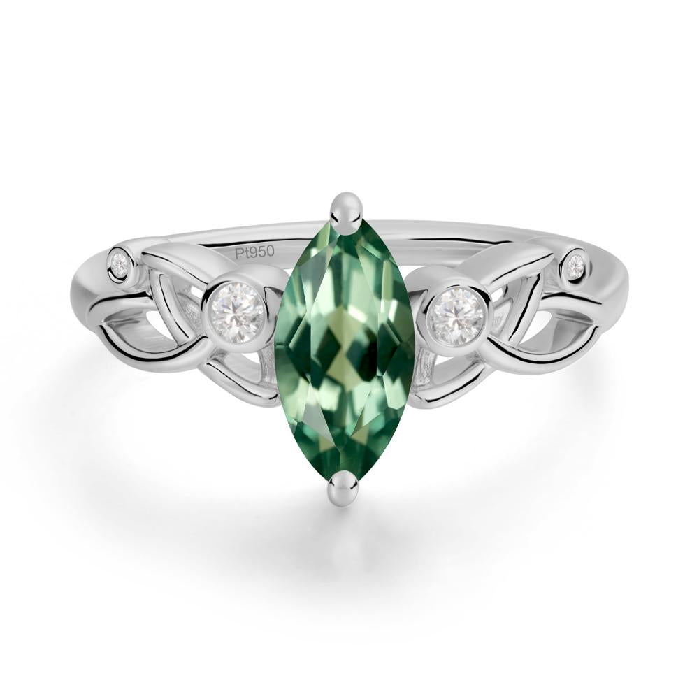 Marquise Cut Green Sapphire Celtic Ring - LUO Jewelry #metal_platinum