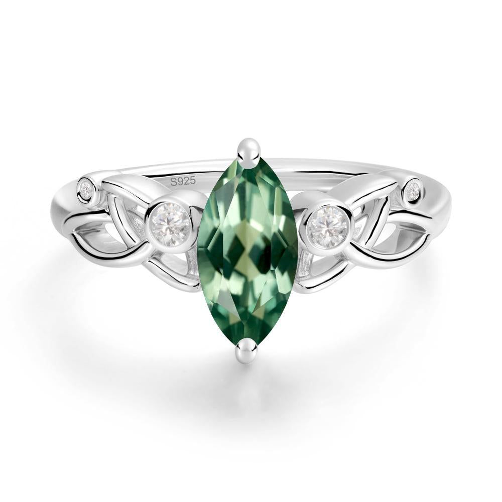 Marquise Cut Green Sapphire Celtic Ring - LUO Jewelry #metal_sterling silver