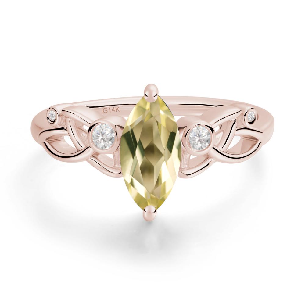 Marquise Cut Lemon Quartz Celtic Ring - LUO Jewelry #metal_14k rose gold