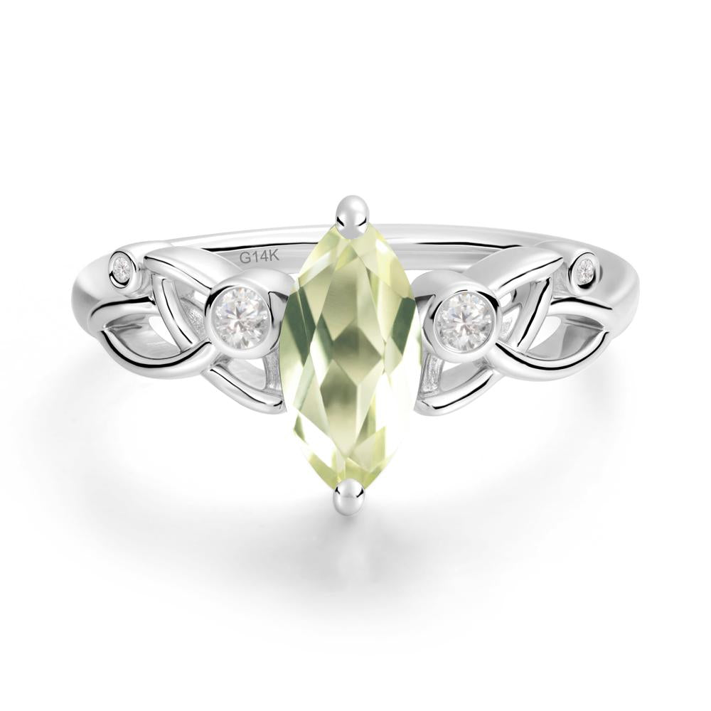 Marquise Cut Lemon Quartz Celtic Ring - LUO Jewelry #metal_14k white gold