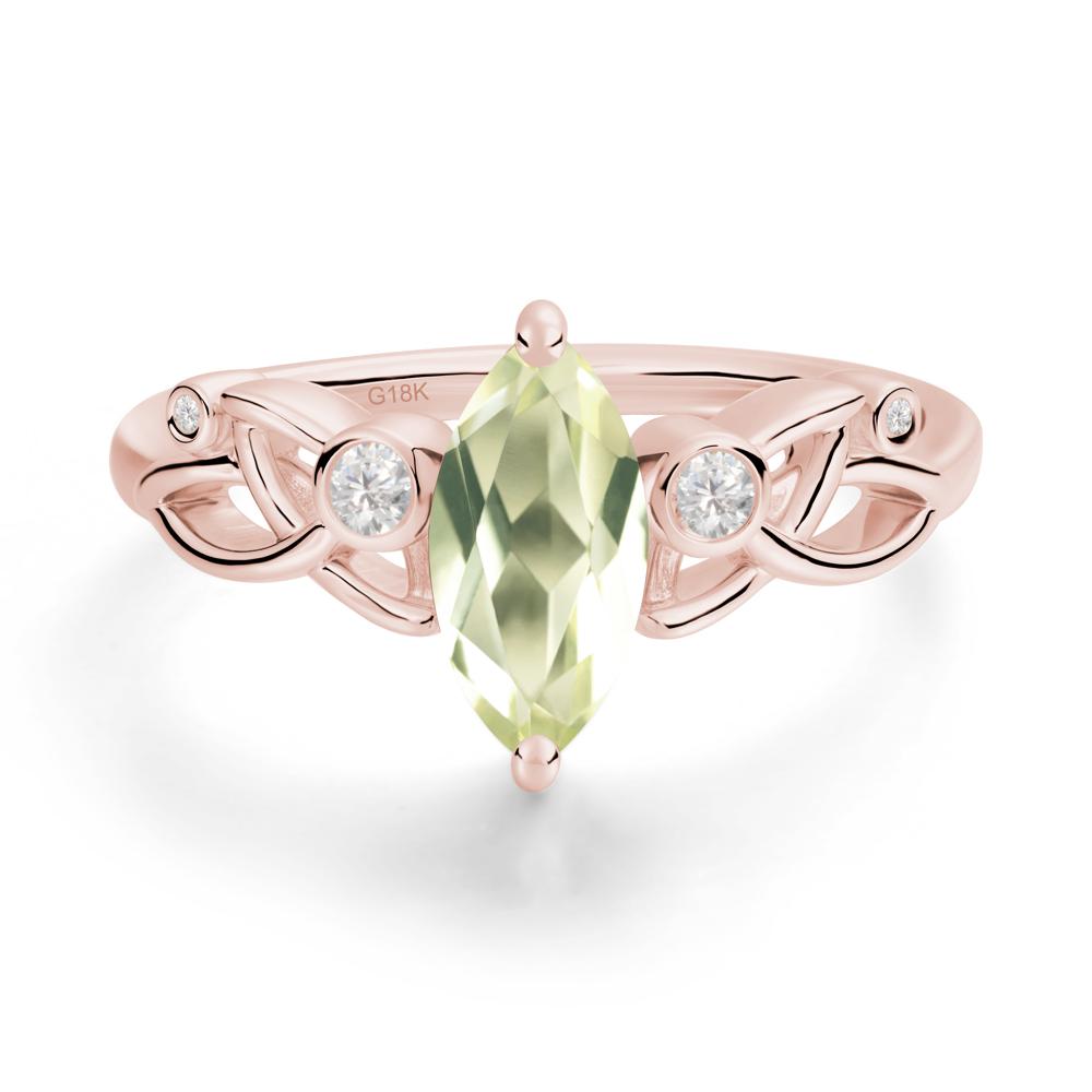 Marquise Cut Lemon Quartz Celtic Ring - LUO Jewelry #metal_18k rose gold