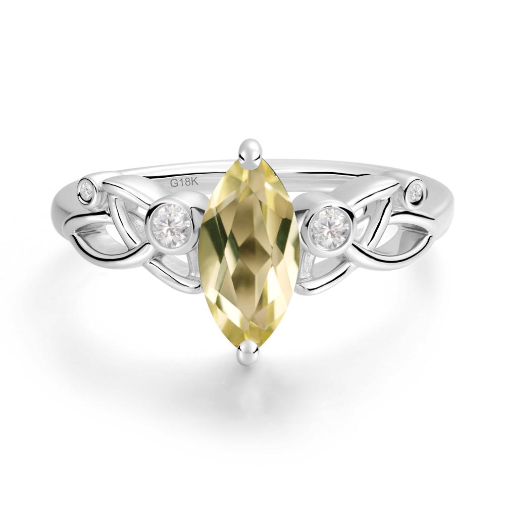 Marquise Cut Lemon Quartz Celtic Ring - LUO Jewelry #metal_18k white gold