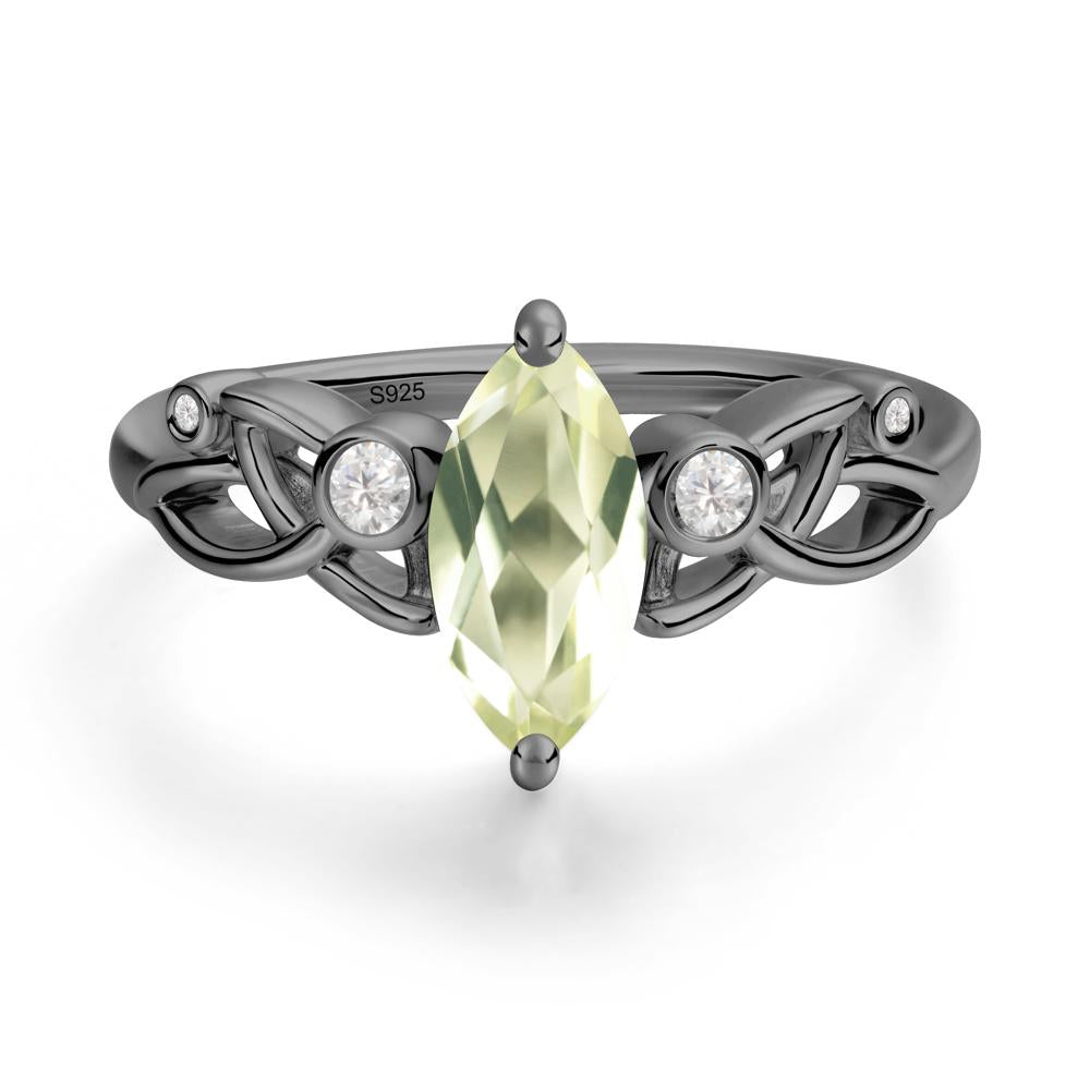 Marquise Cut Lemon Quartz Celtic Ring - LUO Jewelry #metal_black finish sterling silver