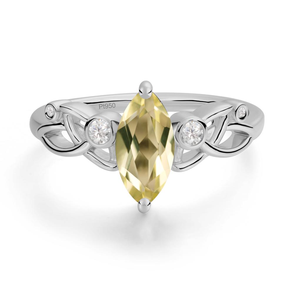 Marquise Cut Lemon Quartz Celtic Ring - LUO Jewelry #metal_platinum