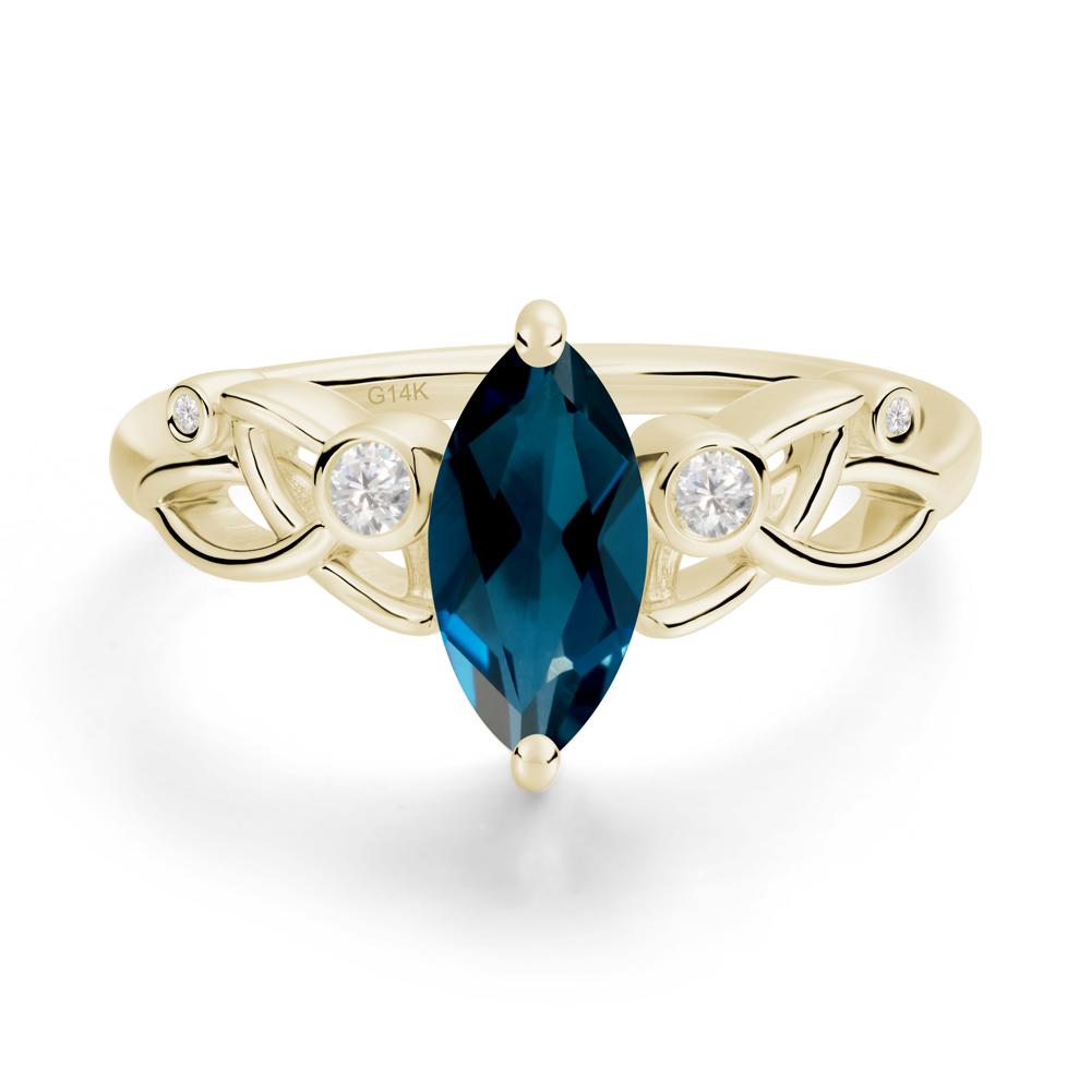 Marquise Cut London Blue Topaz Celtic Ring - LUO Jewelry #metal_14k yellow gold