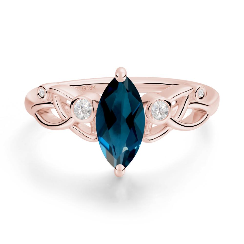 Marquise Cut London Blue Topaz Celtic Ring - LUO Jewelry #metal_18k rose gold