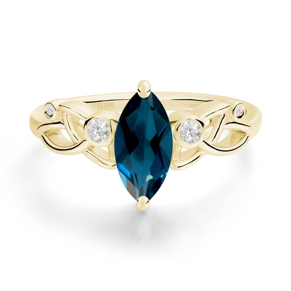 Marquise Cut London Blue Topaz Celtic Ring - LUO Jewelry #metal_18k yellow gold