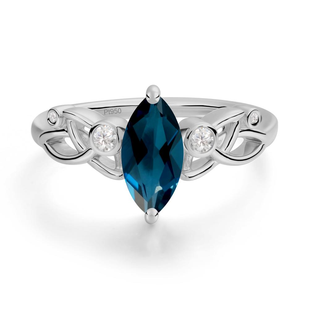 Marquise Cut London Blue Topaz Celtic Ring - LUO Jewelry #metal_platinum