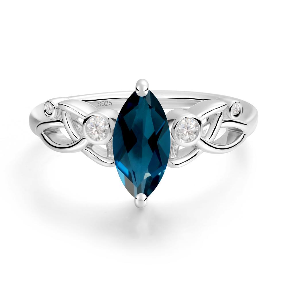 Marquise Cut London Blue Topaz Celtic Ring - LUO Jewelry #metal_sterling silver