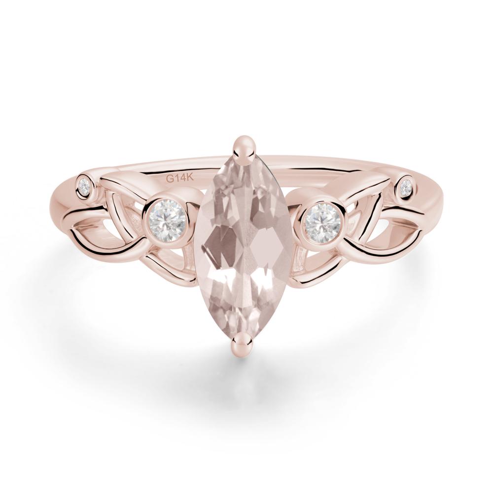 Marquise Cut Morganite Celtic Ring - LUO Jewelry #metal_14k rose gold