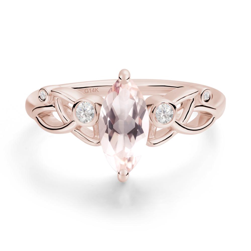 Marquise Cut Morganite Celtic Ring - LUO Jewelry #metal_14k rose gold