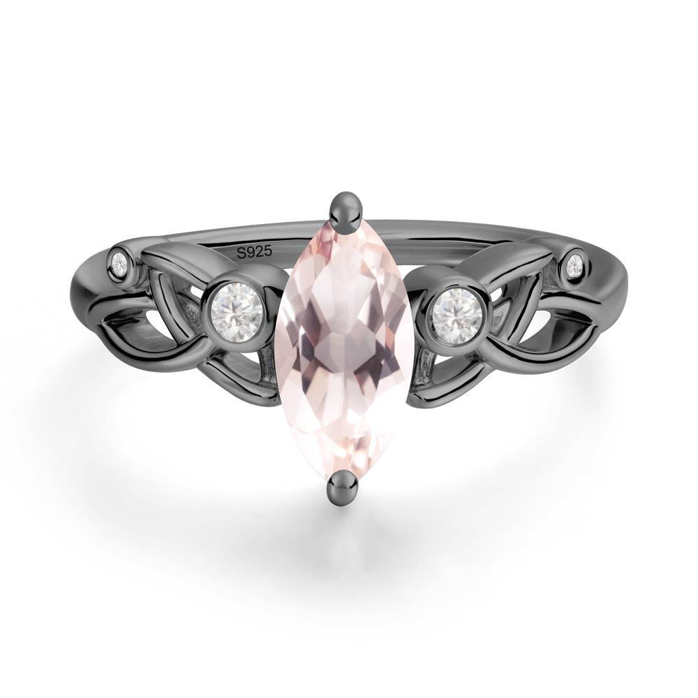 Marquise Cut Morganite Celtic Ring - LUO Jewelry #metal_black finish sterling silver