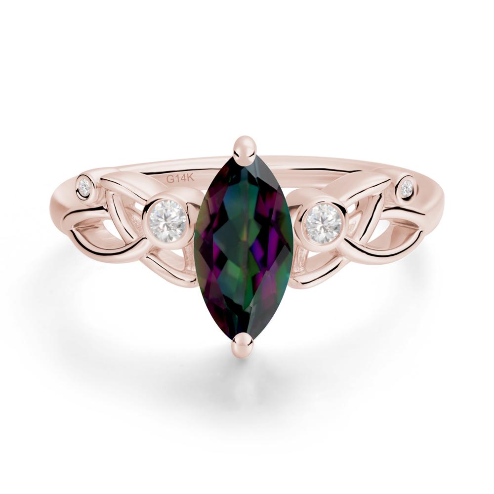 Marquise Cut Mystic Topaz Celtic Ring - LUO Jewelry #metal_14k rose gold