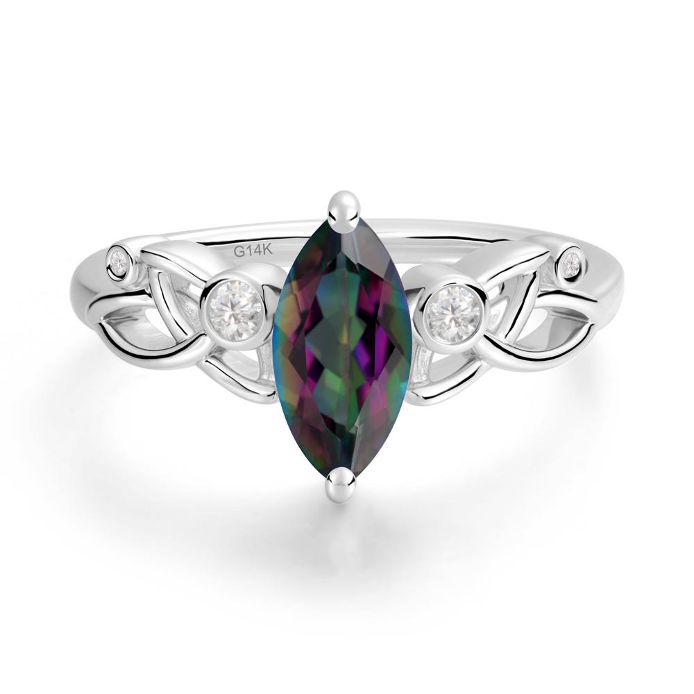 Marquise Cut Mystic Topaz Celtic Ring - LUO Jewelry #metal_14k white gold