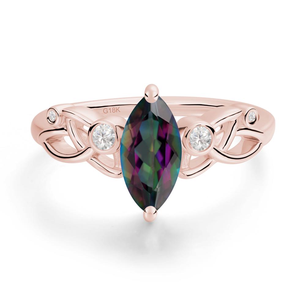 Marquise Cut Mystic Topaz Celtic Ring - LUO Jewelry #metal_18k rose gold