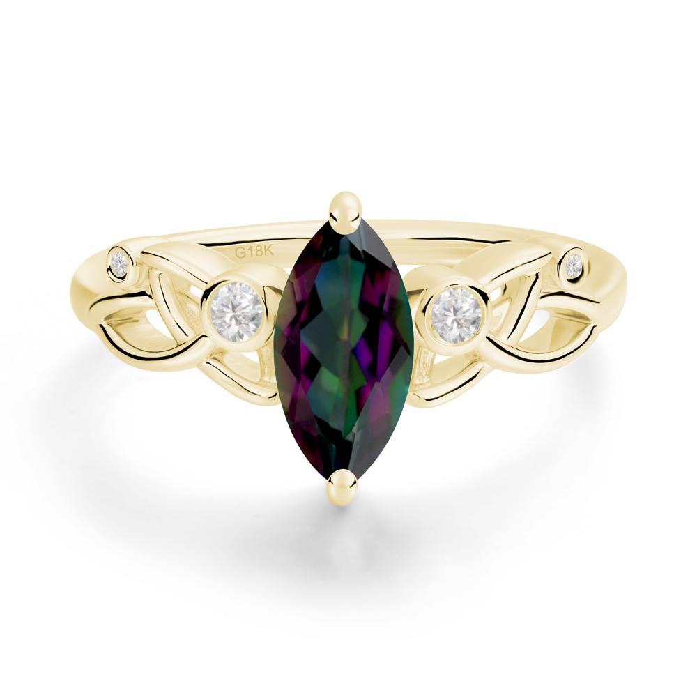 Marquise Cut Mystic Topaz Celtic Ring - LUO Jewelry #metal_18k yellow gold