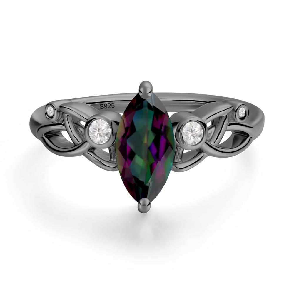 Marquise Cut Mystic Topaz Celtic Ring - LUO Jewelry #metal_black finish sterling silver