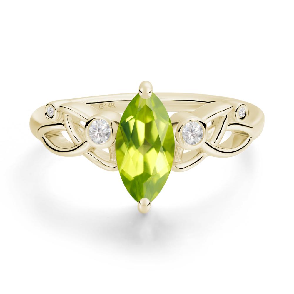 Marquise Cut Peridot Celtic Ring - LUO Jewelry #metal_14k yellow gold