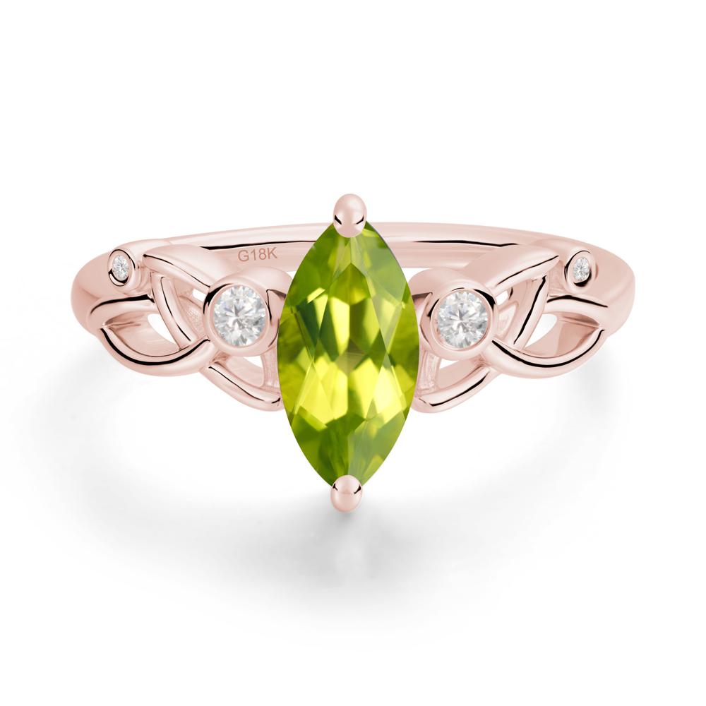 Marquise Cut Peridot Celtic Ring - LUO Jewelry #metal_18k rose gold