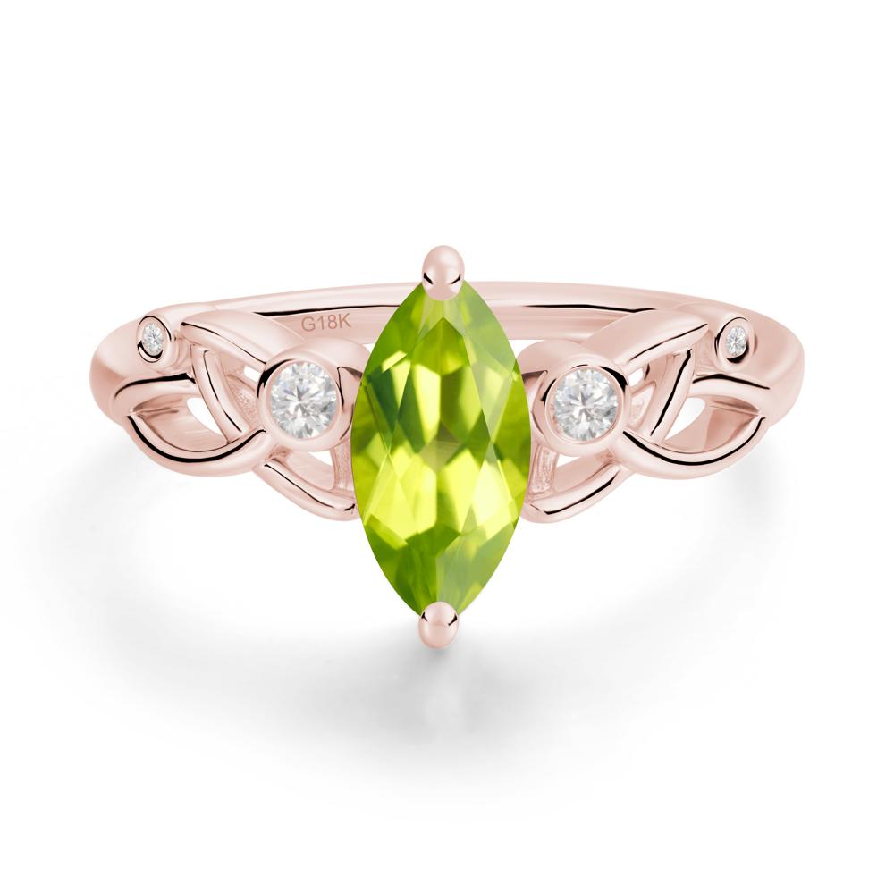 Marquise Cut Peridot Celtic Ring - LUO Jewelry #metal_18k rose gold