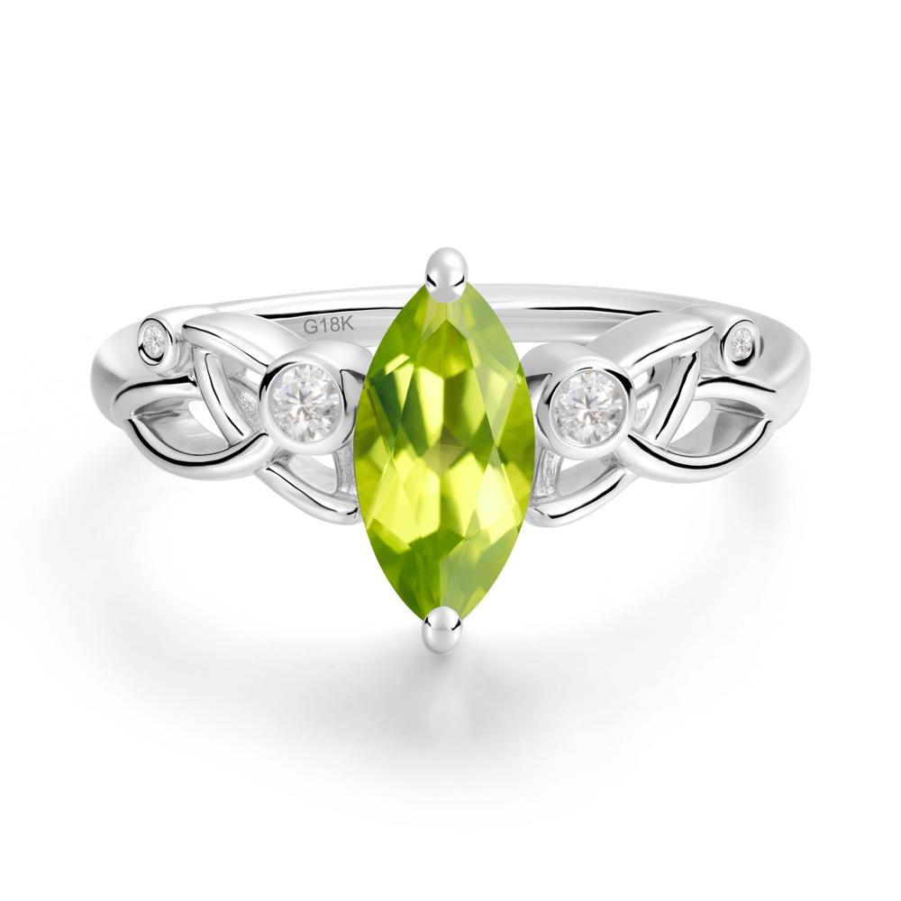 Marquise Cut Peridot Celtic Ring - LUO Jewelry #metal_18k white gold