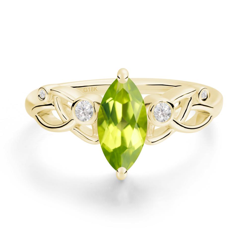 Marquise Cut Peridot Celtic Ring - LUO Jewelry #metal_18k yellow gold