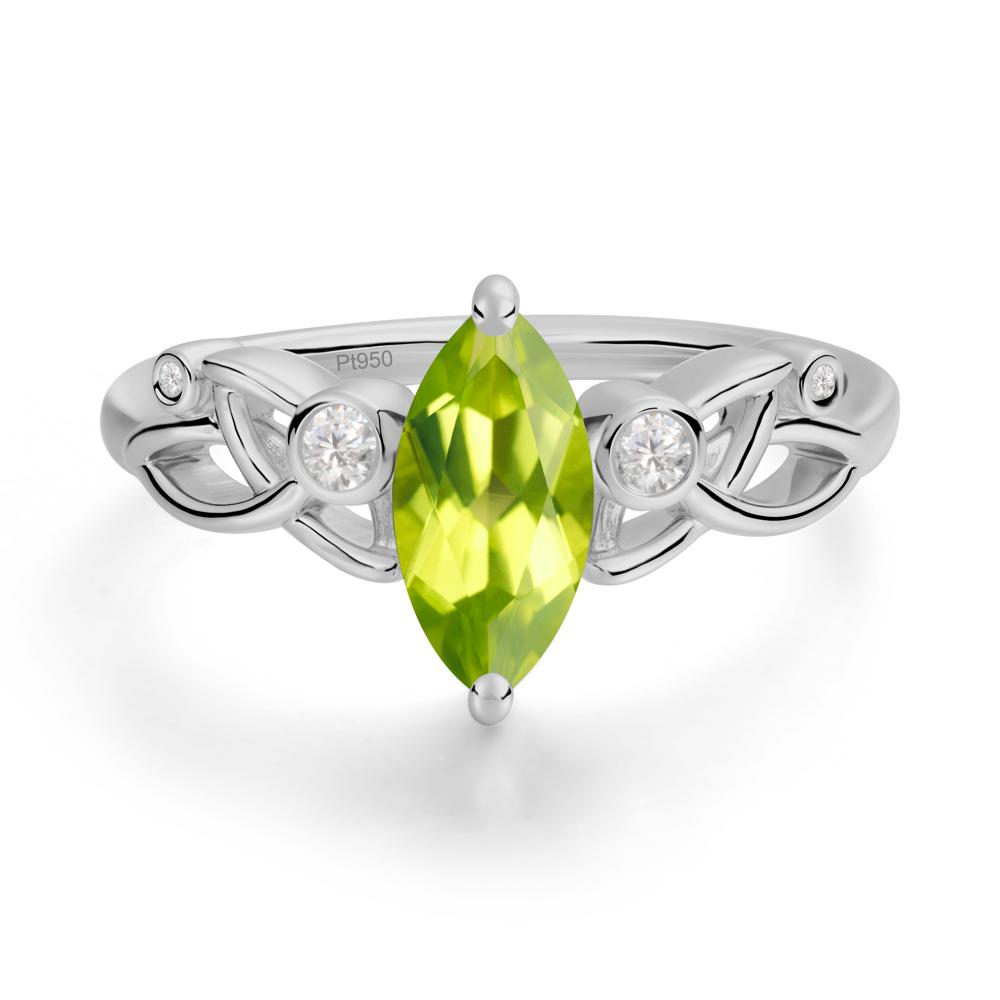 Marquise Cut Peridot Celtic Ring - LUO Jewelry #metal_platinum