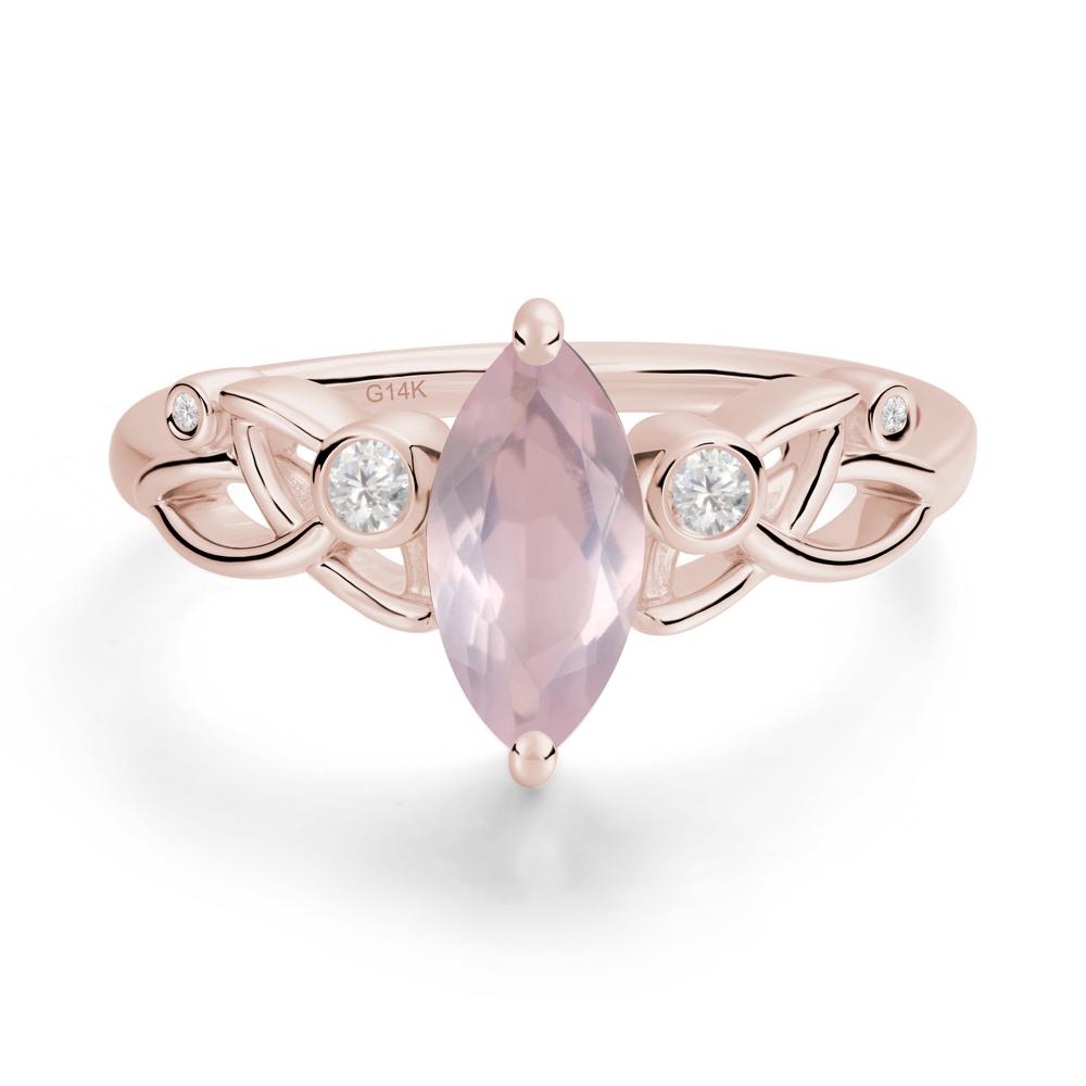 Marquise Cut Rose Quartz Celtic Ring - LUO Jewelry #metal_14k rose gold