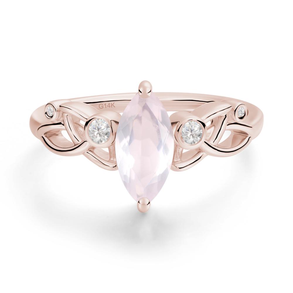 Marquise Cut Rose Quartz Celtic Ring - LUO Jewelry #metal_14k rose gold