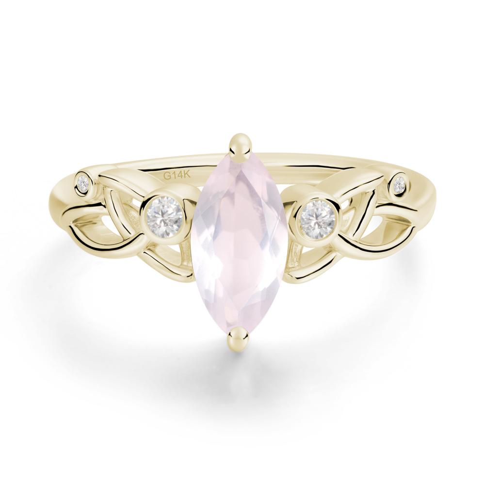 Marquise Cut Rose Quartz Celtic Ring - LUO Jewelry #metal_14k yellow gold