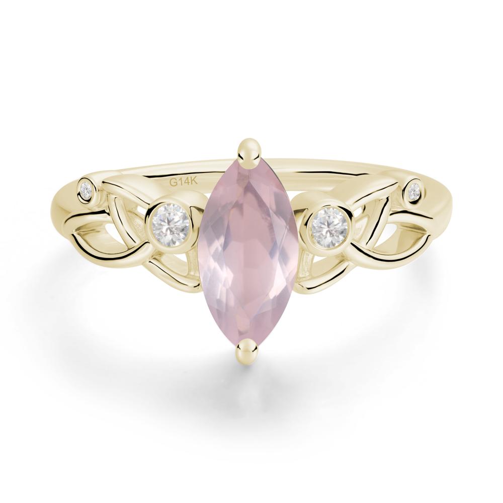 Marquise Cut Rose Quartz Celtic Ring - LUO Jewelry #metal_14k yellow gold
