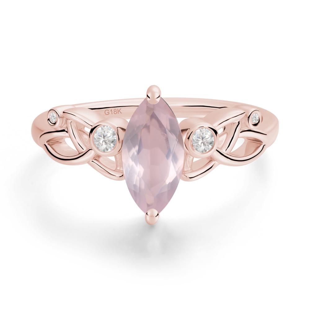 Marquise Cut Rose Quartz Celtic Ring - LUO Jewelry #metal_18k rose gold