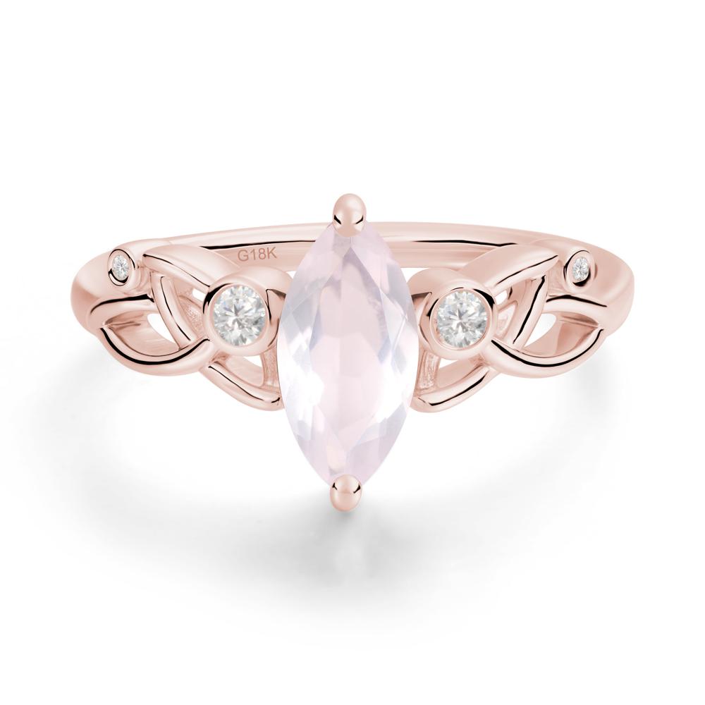 Marquise Cut Rose Quartz Celtic Ring - LUO Jewelry #metal_18k rose gold