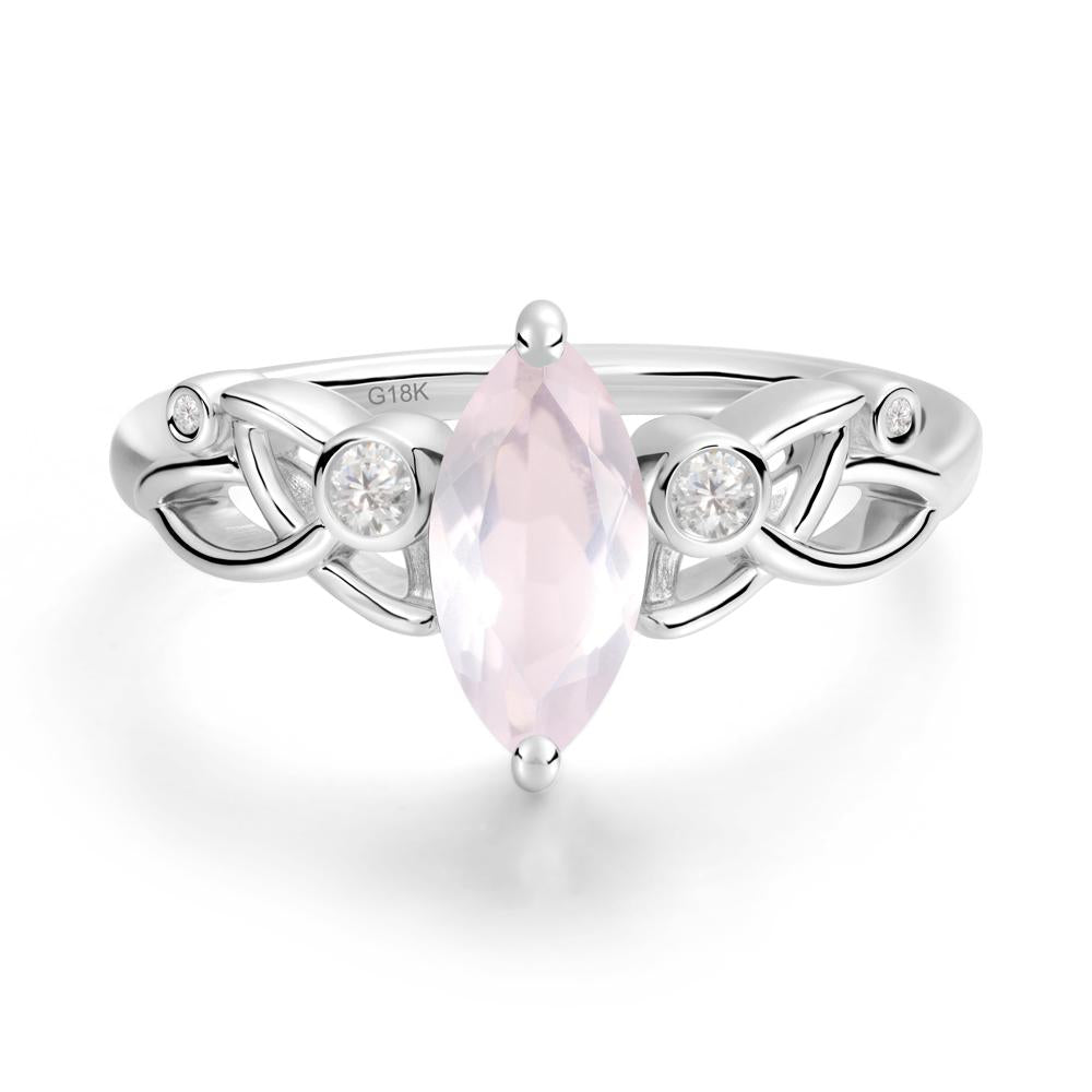Marquise Cut Rose Quartz Celtic Ring - LUO Jewelry #metal_18k white gold