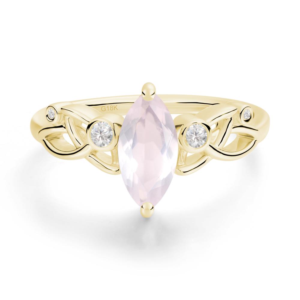 Marquise Cut Rose Quartz Celtic Ring - LUO Jewelry #metal_18k yellow gold