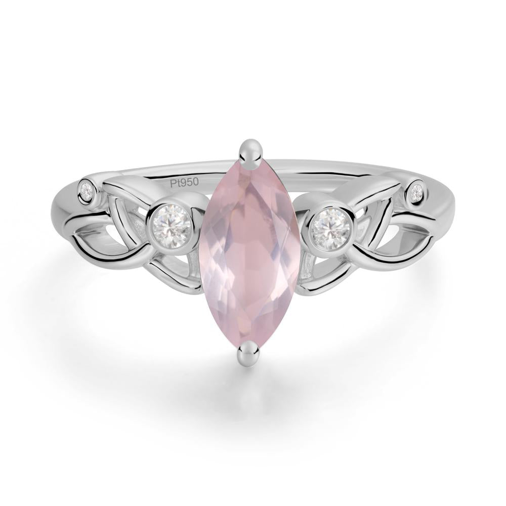 Marquise Cut Rose Quartz Celtic Ring - LUO Jewelry #metal_platinum