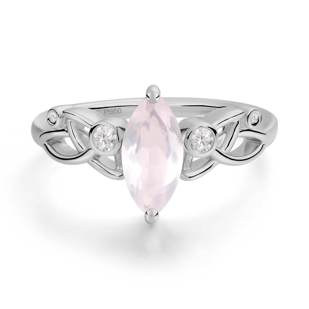 Marquise Cut Rose Quartz Celtic Ring - LUO Jewelry #metal_platinum